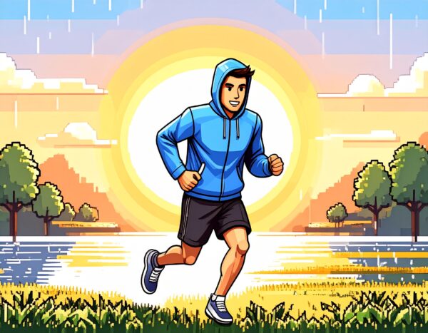 私の日々の日記を表すための固定画像。 ピクセル画像でランナーを表している。