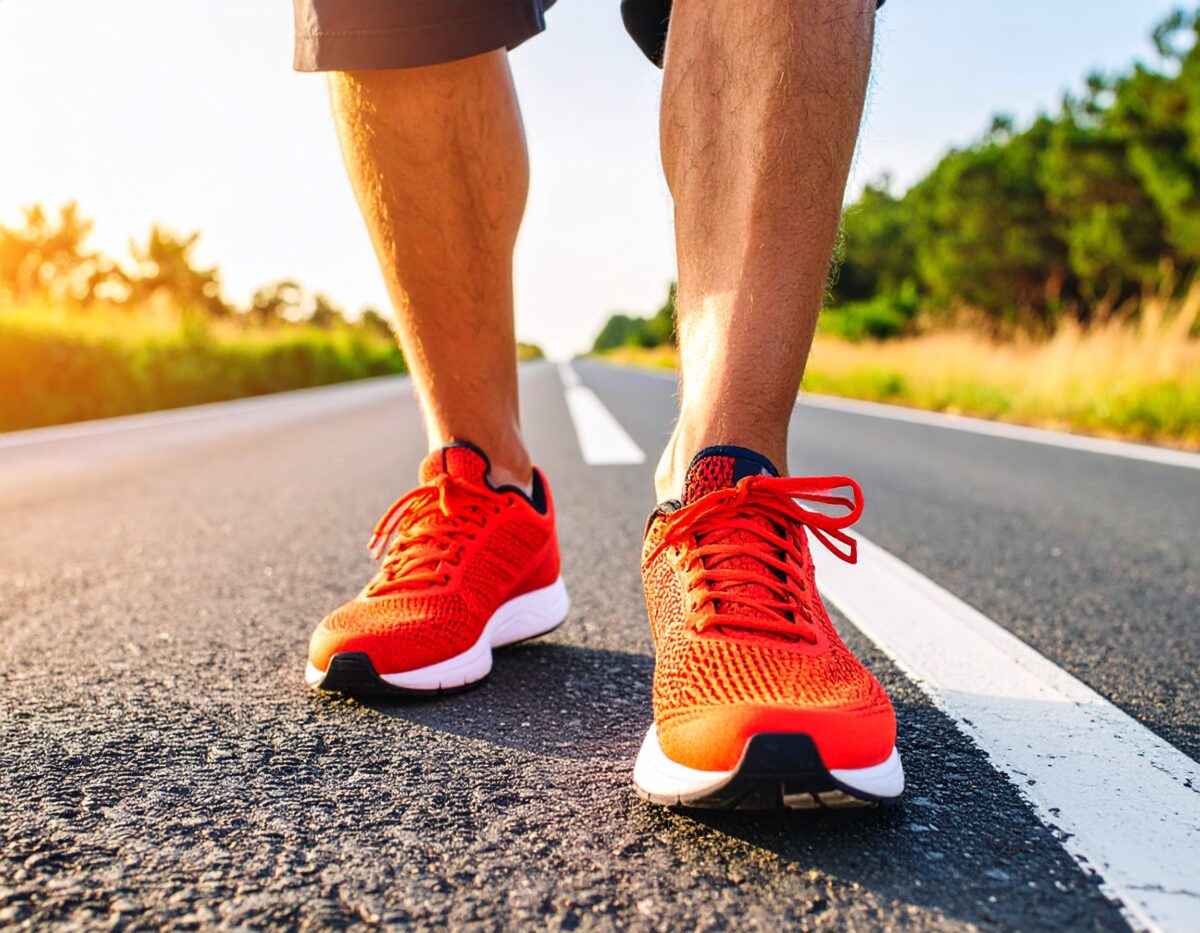 ランニングシューズ。どこまでも続く道