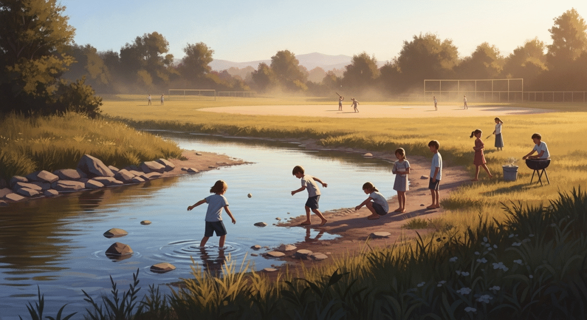 これぞ夏、川遊びとグラウンドの土の匂いと暑さ。