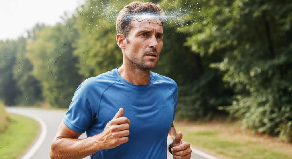 思考のランニング。そして走る。賢いランニングのイメージ。