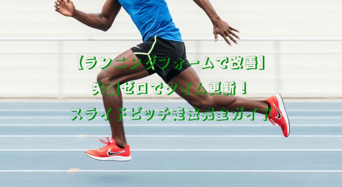 スライドピッチ走法をしているランナーのイメージ。太ももと足の使い方、上半身の姿勢を画像にした。