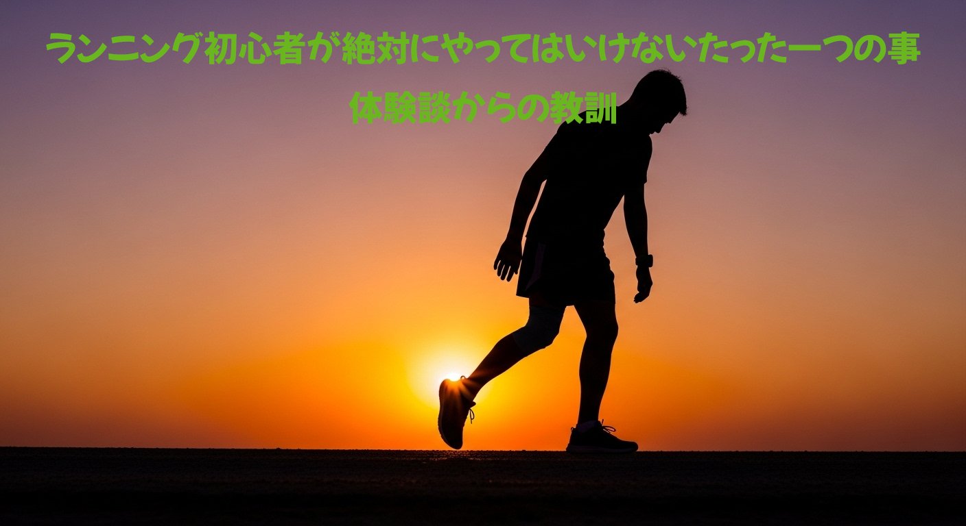 ランニング後に全力で走った事により足を痛めてしまったランナーのイメージ。